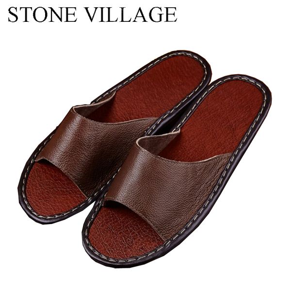 stone village genuine leather summer women men slippers solid indoor shoes cow leather slippers home, Black
stone village genuine leather summer women men slippers solid indoor shoes cow leather slippers home, Black