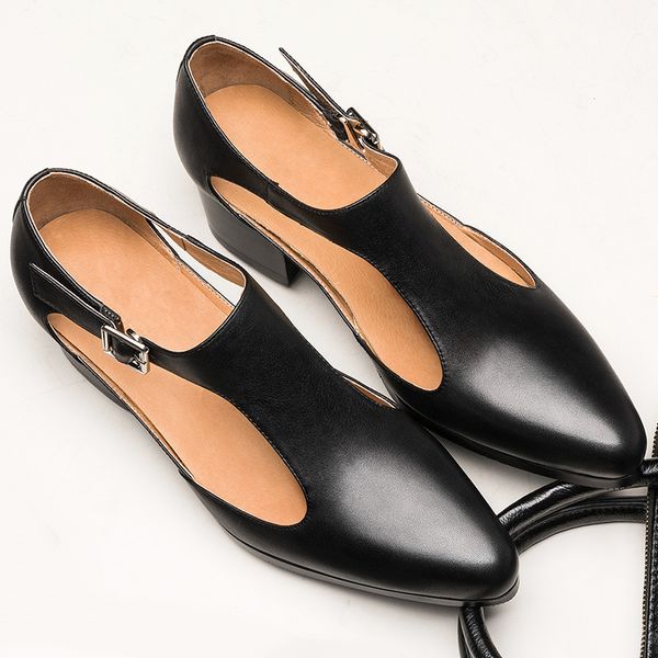 fashion men heels hollow out pointed toe thick heel shoes man summer trendy sandal real leater close toe shoes, Black
fashion men heels hollow out pointed toe thick heel shoes man summer trendy sandal real leater close toe shoes, Black