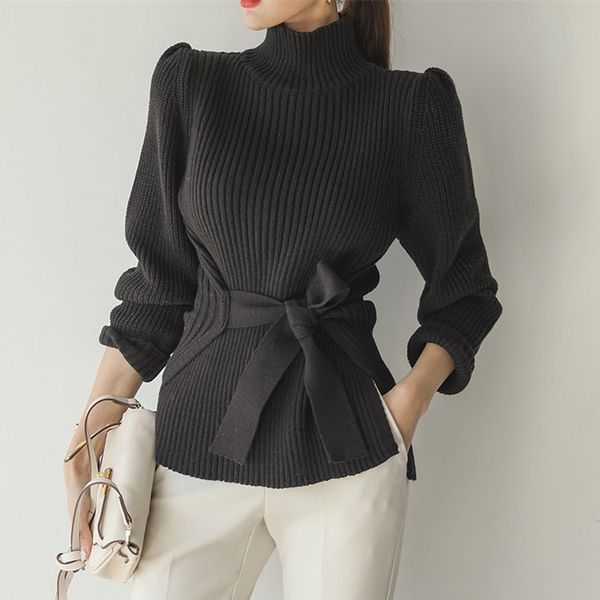 new 2020 autumn winter women's sweaters fashionable casual minimalist elegant turtleneck knitting lace up, White;black
new 2020 autumn winter women's sweaters fashionable casual minimalist elegant turtleneck knitting lace up, White;black