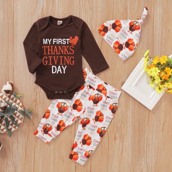 осень baby girl boy благодарения с длинным рукавом письмо ромпер tops + турция печать pants free cap повседневный костюм младенца комплект, White
осень baby girl boy благодарения с длинным рукавом письмо ромпер tops + турция печать pants free cap повседневный костюм младенца комплект, White