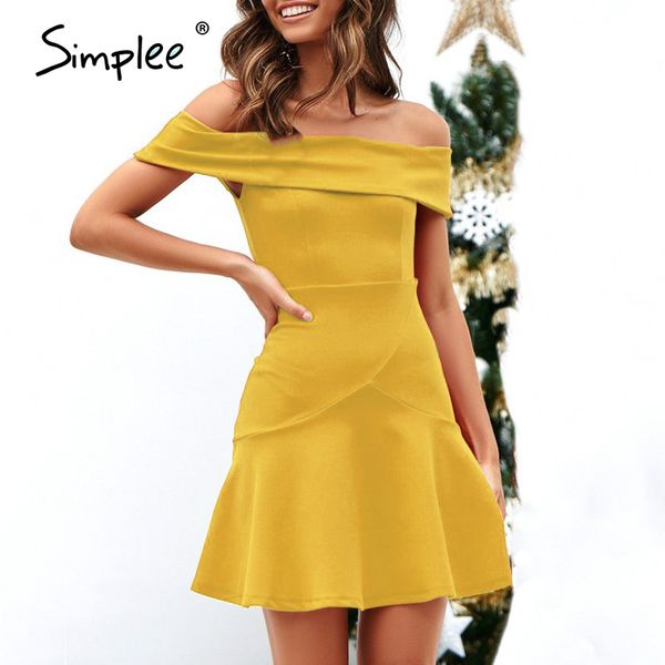 simplee elegant off shoulder a-line women dress solid bodycon female mini party dress summer casual ladies dresses vestidos 2020, Black;gray 
simplee elegant off shoulder a-line women dress solid bodycon female mini party dress summer casual ladies dresses vestidos 2020, Black;gray