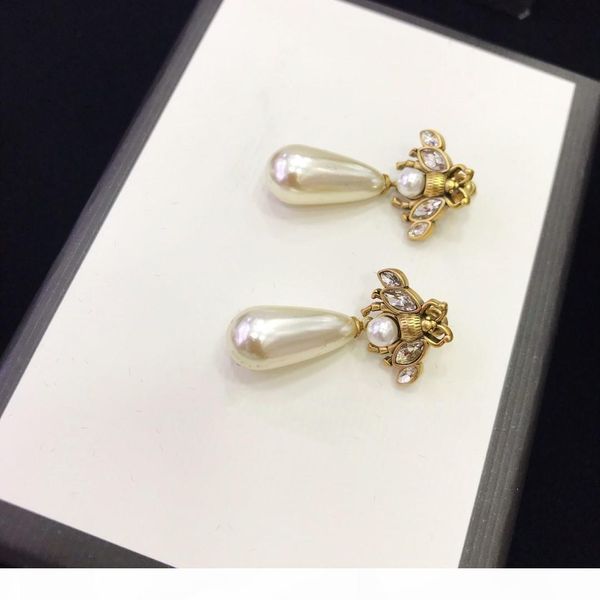 r new retro little bee drop pearl designer earrings luxury designer jewelry women earrings, Golden
r new retro little bee drop pearl designer earrings luxury designer jewelry women earrings, Golden