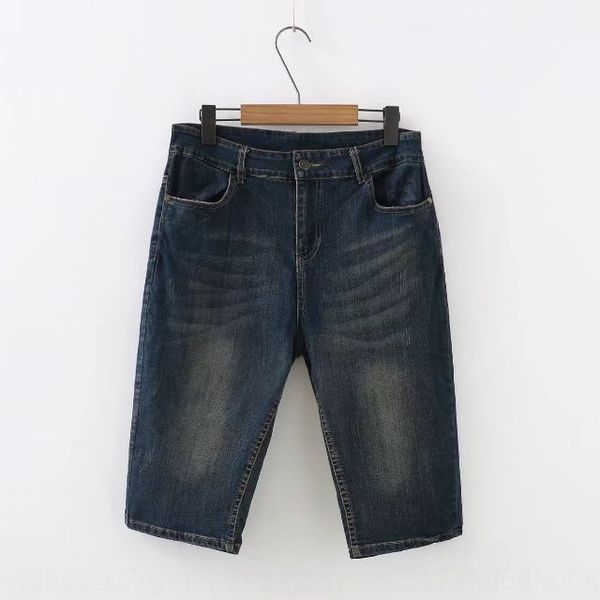 new large size women's fat sister i-buckle high-elasticity cow pants new large women's 25161 simple cropped pants 25161, Blue