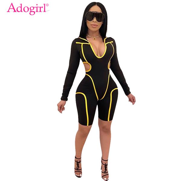 adogirl color patchwork trim casual hooded jumpsuit deep v neck long sleeve hollow out shorts romper fitness playsuits, Black;white
adogirl color patchwork trim casual hooded jumpsuit deep v neck long sleeve hollow out shorts romper fitness playsuits, Black;white