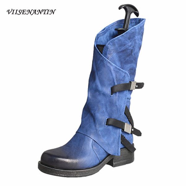 2020 style autumn and winter sheepskin leather boots old belt buckle handsome mid-tube knight boots motorcycle, Black
2020 style autumn and winter sheepskin leather boots old belt buckle handsome mid-tube knight boots motorcycle, Black