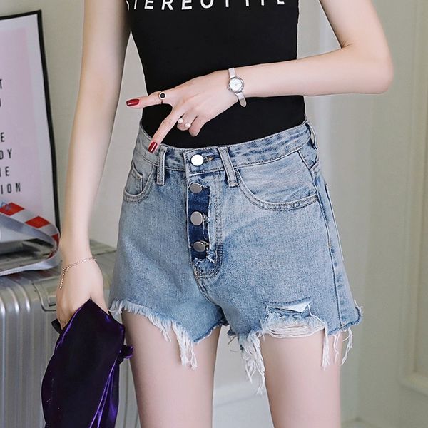 2020 summer new fashion plump mm plus size women's with holes burrs high and jeans shorts and jeans waist slimming shorts, Blue
2020 summer new fashion plump mm plus size women's with holes burrs high and jeans shorts and jeans waist slimming shorts, Blue