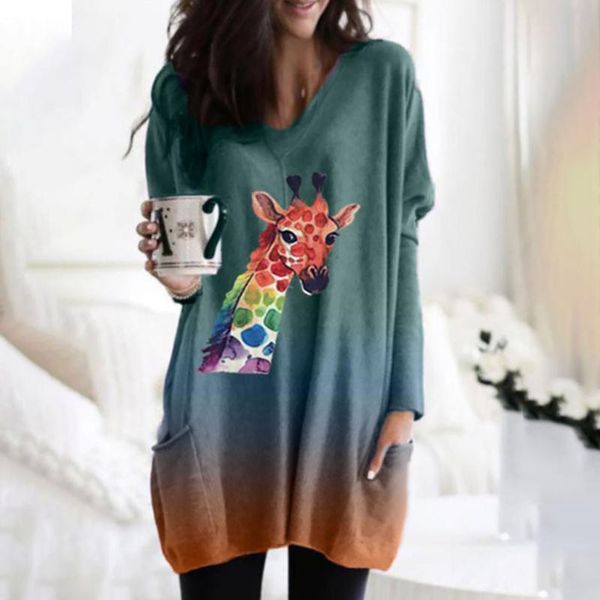 #h40 gradient color print women long blouse shirts v neck tie dye pocket long sleeve womens and blouses blusa feminina, White
#h40 gradient color print women long blouse shirts v neck tie dye pocket long sleeve womens and blouses blusa feminina, White