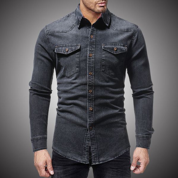 black denim shirt men casual fit slim long sleeve shirts 2020 autumn cotton jeans dress shirt mens clothing plue size wy5252, White;black
black denim shirt men casual fit slim long sleeve shirts 2020 autumn cotton jeans dress shirt mens clothing plue size wy5252, White;black