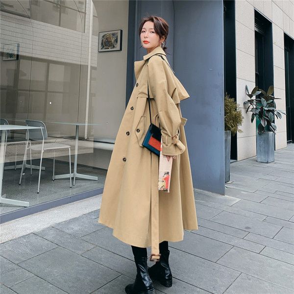 women's trench coats windbreaker mid-length 2021 spring and autumn korean loose temperament all-match khaki coat for women k1004, Tan;black
women's trench coats windbreaker mid-length 2021 spring and autumn korean loose temperament all-match khaki coat for women k1004, Tan;black