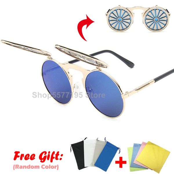 retro steampunk sunglasses men women metal flip up punk round sun glasses unique hip hop party eyewear uv400 goggles 2020, White;black
retro steampunk sunglasses men women metal flip up punk round sun glasses unique hip hop party eyewear uv400 goggles 2020, White;black