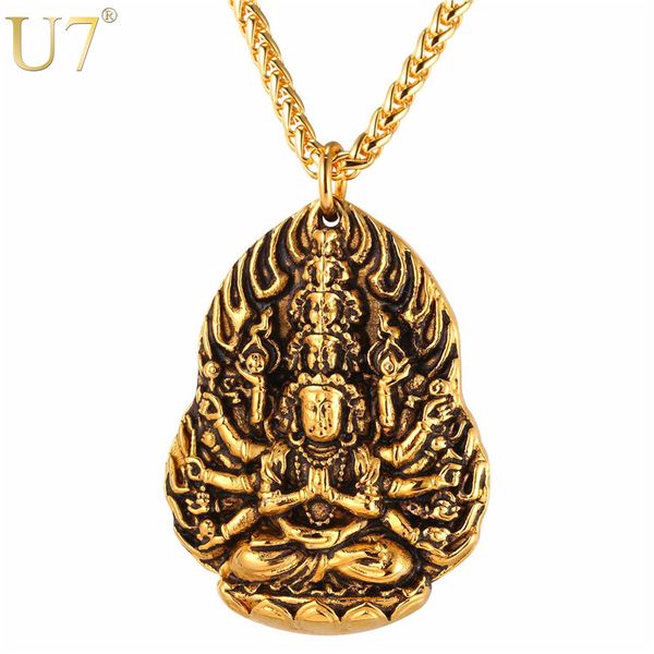 u7 avalokitesvara bodhisattva necklace & pendant for men/women buddhist gold color buddha buddhism jewelry india thailand p1055, Silver
u7 avalokitesvara bodhisattva necklace & pendant for men/women buddhist gold color buddha buddhism jewelry india thailand p1055, Silver