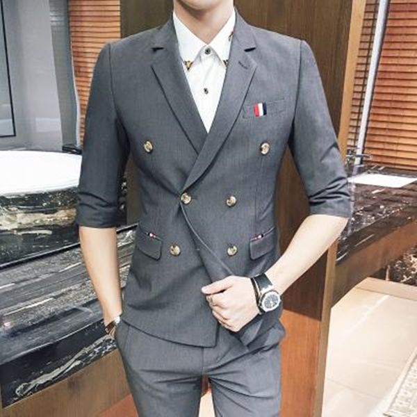 2020 gray double-breasted suit mens wedding suits custom made slim fit business suit groom tuxedos 2 piece set (jacket+pants), White;black
2020 gray double-breasted suit mens wedding suits custom made slim fit business suit groom tuxedos 2 piece set (jacket+pants), White;black
