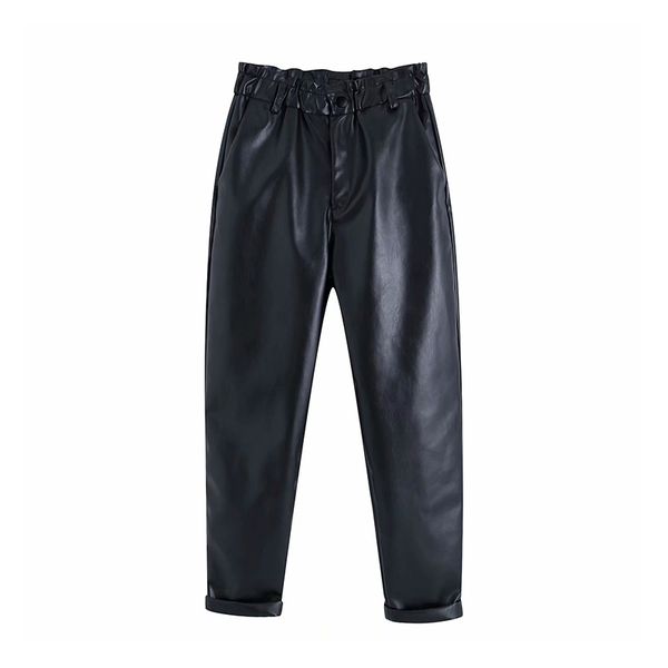 black pu leather women pants elastic high waist chi paperbag pants fashion solid faux leather trousers pockets bottoms, Black;white
black pu leather women pants elastic high waist chi paperbag pants fashion solid faux leather trousers pockets bottoms, Black;white