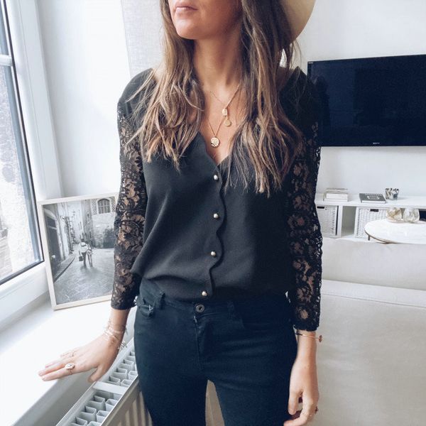 lace tee shirt femme new arrival casual button black t-shirt solid o-neck long sleeve shirt women camiseta feminina, Black;gray
lace tee shirt femme new arrival casual button black t-shirt solid o-neck long sleeve shirt women camiseta feminina, Black;gray