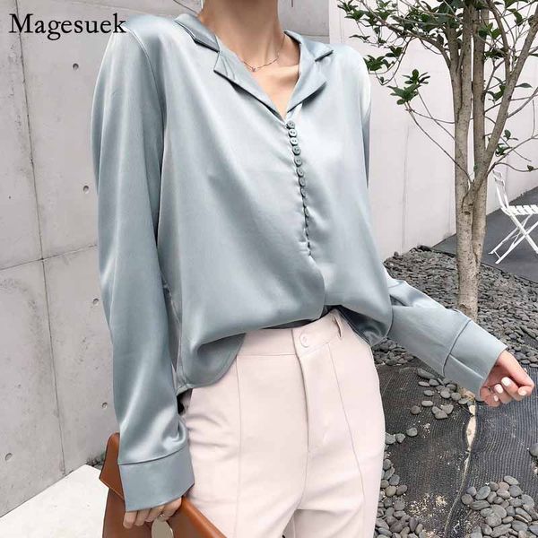 women's blouses & shirts autumn 2021 v neck elegant korean style women long sleeve blouse vintage satin silk for 5272, White
women's blouses & shirts autumn 2021 v neck elegant korean style women long sleeve blouse vintage satin silk for 5272, White