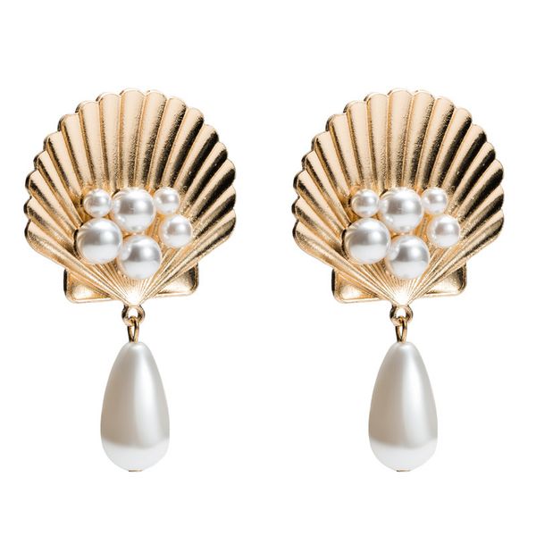 alloy shell imitation pearl earrings women's high-end temperament earrings bohemian fashion accessories, Golden
alloy shell imitation pearl earrings women's high-end temperament earrings bohemian fashion accessories, Golden