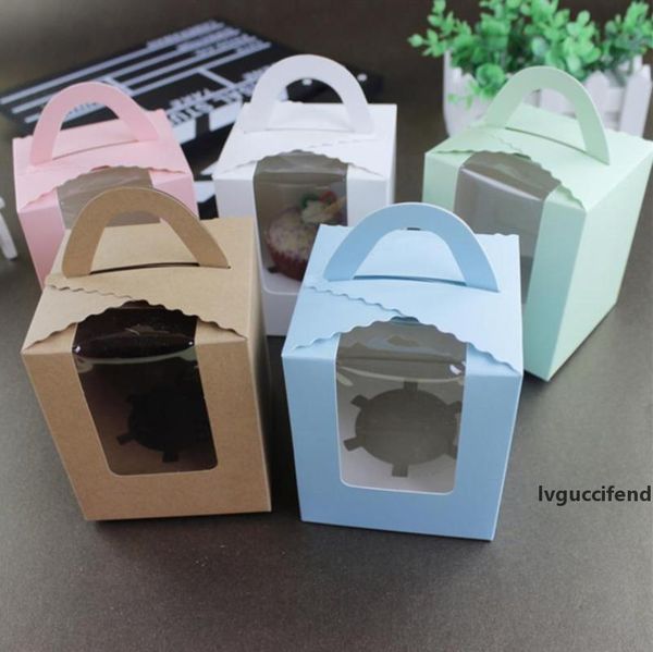 50pcs single cupcake boxes with window with handle macaron box mousse cake box 5 colors
50pcs single cupcake boxes with window with handle macaron box mousse cake box 5 colors