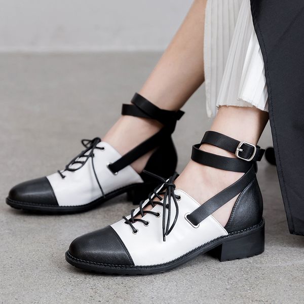 women's genuine leather mix color patchwork falts ankle strap leisure oxfords lace-up casual oxfords shoes women, Black
women's genuine leather mix color patchwork falts ankle strap leisure oxfords lace-up casual oxfords shoes women, Black