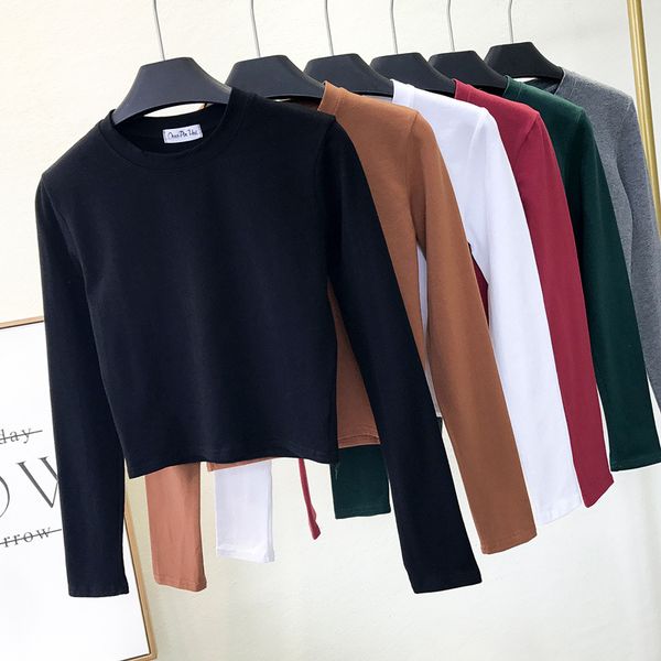 women's t-shirt black cotton large sizes clothing o-neck long sleeve navel autumn base fashion casual ropa mujer, White
women's t-shirt black cotton large sizes clothing o-neck long sleeve navel autumn base fashion casual ropa mujer, White