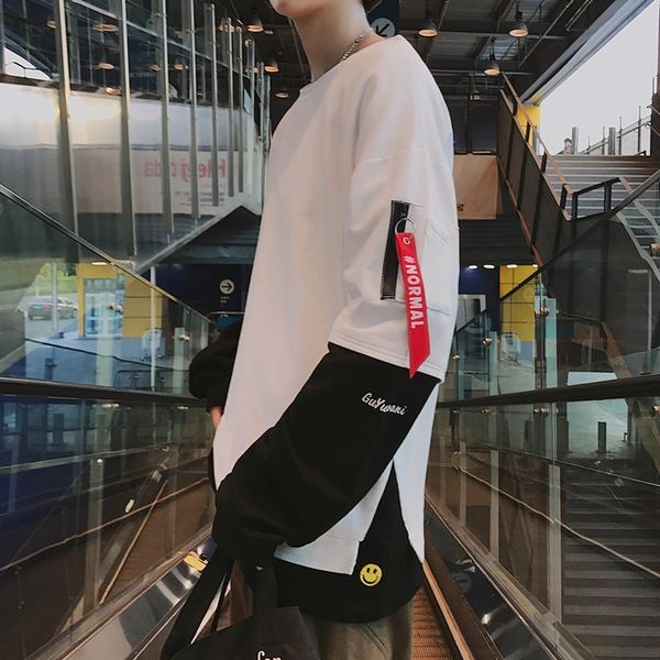j5if7 perth casual long-sleeved t-shirt sweater sweater fake two autumn men's korean style student round neck loose stitching t-shir, Black
j5if7 perth casual long-sleeved t-shirt sweater sweater fake two autumn men's korean style student round neck loose stitching t-shir, Black