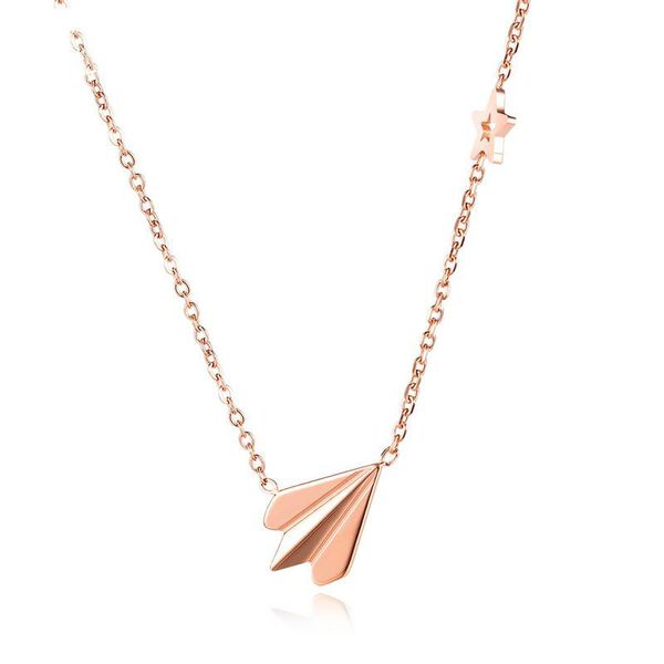 titanium steel women's necklace japanese and korean cool paper airplane hollow five-pointed star pendant accessories gb1645, Silver
titanium steel women's necklace japanese and korean cool paper airplane hollow five-pointed star pendant accessories gb1645, Silver