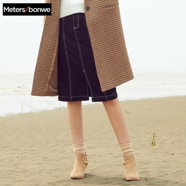 metersbonwe mid-length denim skirt 2020 new fashion spring knee-length women high waist elegant casual skirt, Black
metersbonwe mid-length denim skirt 2020 new fashion spring knee-length women high waist elegant casual skirt, Black