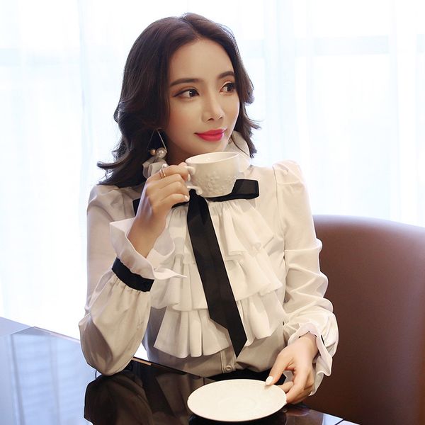 new women blouse white ruffles bow long sleeve shirt casual chiffon blouse 2020 new work wear office blusas femininas 570a cx200710
new women blouse white ruffles bow long sleeve shirt casual chiffon blouse 2020 new work wear office blusas femininas 570a cx200710