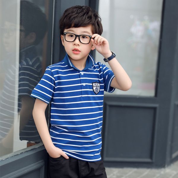 9q2du lapel short-sleeved middle and large striped student children's lapel short-sleeved t-shirt t-shirt middle and large children, Blue
9q2du lapel short-sleeved middle and large striped student children's lapel short-sleeved t-shirt t-shirt middle and large children, Blue