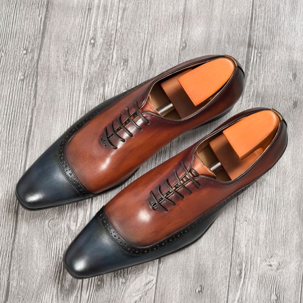 men oxford italian design fashion brown blue double color office formal pointed toe narrow mens dress wedding leather shoes, Black
men oxford italian design fashion brown blue double color office formal pointed toe narrow mens dress wedding leather shoes, Black