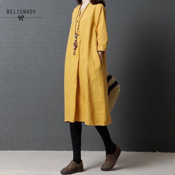 cotton linen vintage solid clothes women casual loose midi dress vestidos femininos 2020 autumn v-neck female dresses tunics, Black;gray
cotton linen vintage solid clothes women casual loose midi dress vestidos femininos 2020 autumn v-neck female dresses tunics, Black;gray