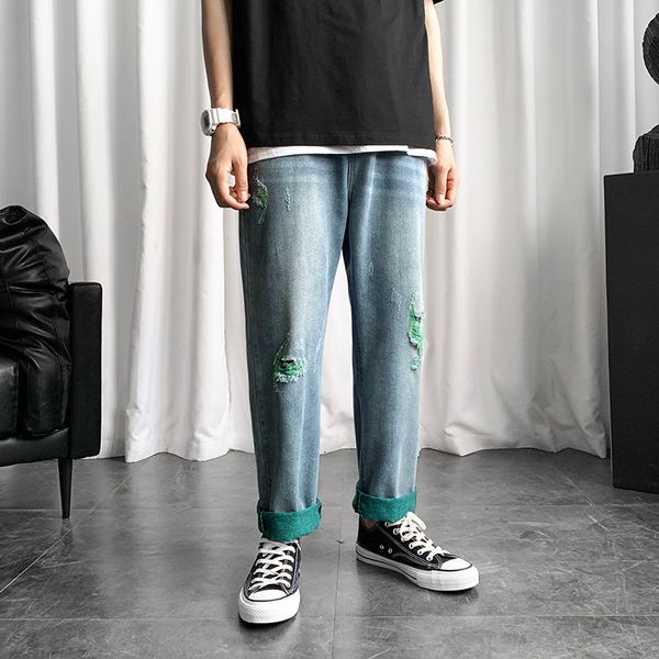 ripped straight jeans men's fashion retro casual hole jeans trousers men streetwear wild loose hip hop denim pants men -5xl, Blue
ripped straight jeans men's fashion retro casual hole jeans trousers men streetwear wild loose hip hop denim pants men -5xl, Blue