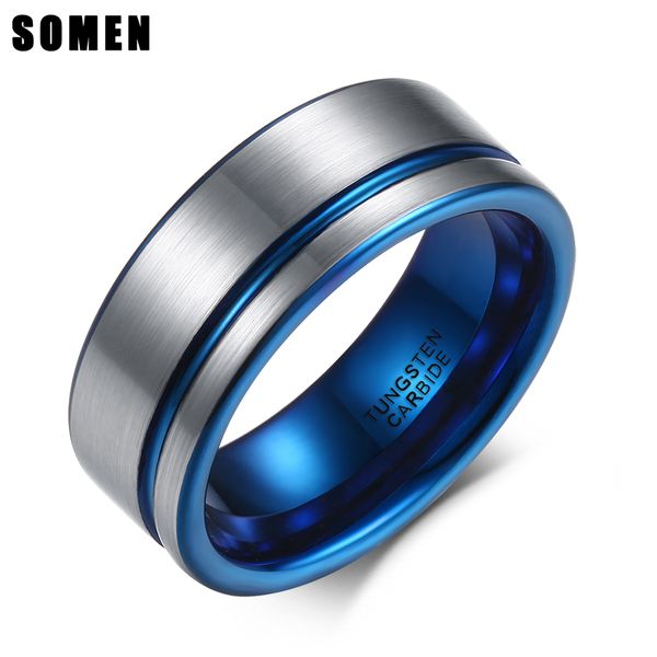 somen 8mm blue line brushed surface tungsten rings for men bridegroom wedding band jewelry male casual bijoux comfort it, Golden;silver
somen 8mm blue line brushed surface tungsten rings for men bridegroom wedding band jewelry male casual bijoux comfort it, Golden;silver