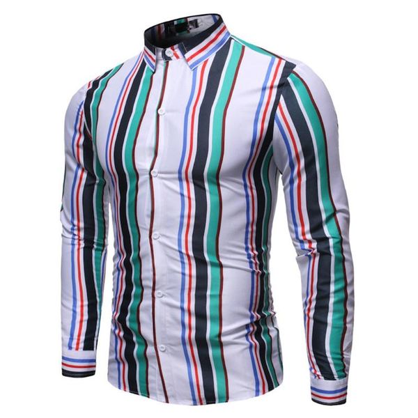 men's strped shirt casual button streetwear pullover mens clothing turn-down collar slim fit long sleeve hawaiian shirt camisas, White;black
men's strped shirt casual button streetwear pullover mens clothing turn-down collar slim fit long sleeve hawaiian shirt camisas, White;black
