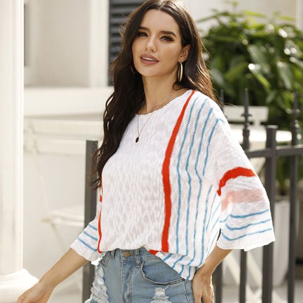 womens autumn 3/4 flare sleeves sweater crew neck color block vertical stripes pullover crochet knitted casual loose shirts, White;black
womens autumn 3/4 flare sleeves sweater crew neck color block vertical stripes pullover crochet knitted casual loose shirts, White;black