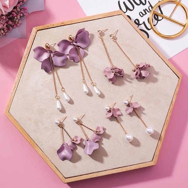korea simple cute pink purple petal flower earrings trendy exaggeration dangle earrings for women jewelry accessories wholesale, Silver
korea simple cute pink purple petal flower earrings trendy exaggeration dangle earrings for women jewelry accessories wholesale, Silver