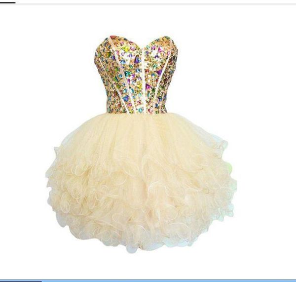 beaded crystal organza homecoming dress with ruffles 2020 sweetheart ball gown party dress knee length, Red
beaded crystal organza homecoming dress with ruffles 2020 sweetheart ball gown party dress knee length, Red