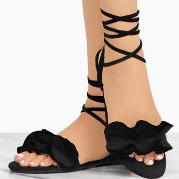 lace up woman summer sandals cross-tied gladiator zapatos mujer sapato ladies women flats casual shoes beach ruffle flower, Black
lace up woman summer sandals cross-tied gladiator zapatos mujer sapato ladies women flats casual shoes beach ruffle flower, Black