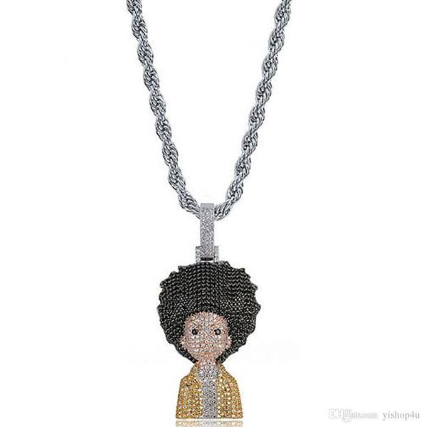 14k gold plated icy huey boondocks pendant necklace mens micro pave cubic zirconia simulated diamonds with 24inch rope chain, Silver
14k gold plated icy huey boondocks pendant necklace mens micro pave cubic zirconia simulated diamonds with 24inch rope chain, Silver