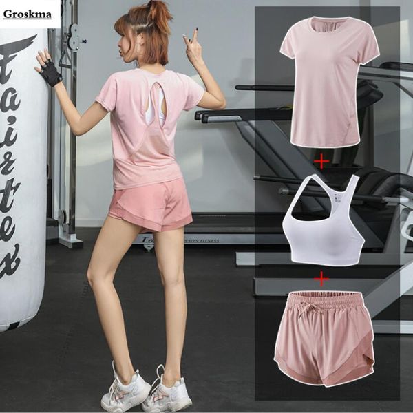 quick dry women yoga t shirt+bra+shorts fitness gym sports running 3 piece set outdoor training clothing, White;red
quick dry women yoga t shirt+bra+shorts fitness gym sports running 3 piece set outdoor training clothing, White;red