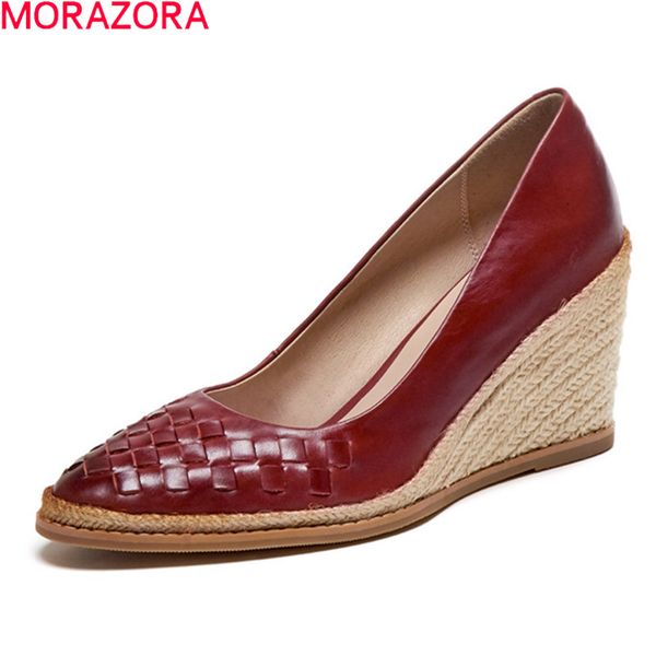 morazora 2020 new women pumps genuine leather ladies shoes fashion wedges pointed toe shallow party dress shoes, Black
morazora 2020 new women pumps genuine leather ladies shoes fashion wedges pointed toe shallow party dress shoes, Black