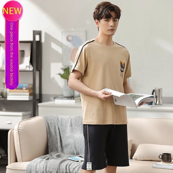 2020 pajamas summer cotton short-sleeved casual pajamas men's summer korean style large size loose men's cotton home suit, Blue;red
2020 pajamas summer cotton short-sleeved casual pajamas men's summer korean style large size loose men's cotton home suit, Blue;red
