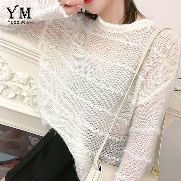 yuoomuoo sweaters women 2020 new fashion early autumn transparent pullover sweater korean long sleeve white pullover femme, White;black
yuoomuoo sweaters women 2020 new fashion early autumn transparent pullover sweater korean long sleeve white pullover femme, White;black