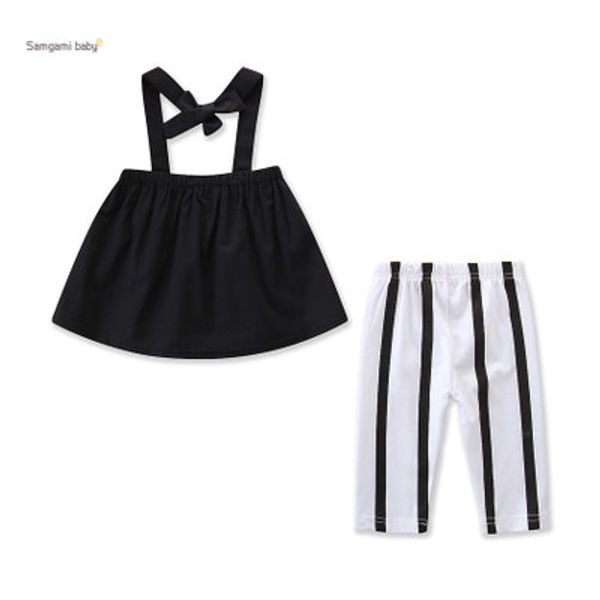 2020 kids summer suit girls sling + striped pants girls designer two-piece suits babys fashion clothing sets new selling casual sets, White
2020 kids summer suit girls sling + striped pants girls designer two-piece suits babys fashion clothing sets new selling casual sets, White