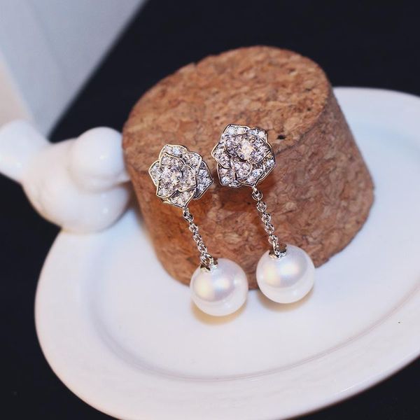 high quality 925 sterling silver pin earrings for women CZ diamond flower imitation pearl earring drop
high quality 925 sterling silver pin earrings for women CZ diamond flower imitation pearl earring drop