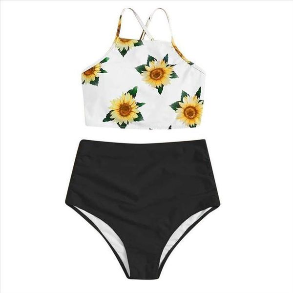 sunflower print bathing swimsuit women high waist tankini summer vacation beach bikinis sets female casual bikini swimwear, White;black
sunflower print bathing swimsuit women high waist tankini summer vacation beach bikinis sets female casual bikini swimwear, White;black