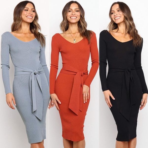 casual dresses v neck women bodycon dress autumn solid backless ladies midi fashion sashes package hip party vestidos, Black;gray
casual dresses v neck women bodycon dress autumn solid backless ladies midi fashion sashes package hip party vestidos, Black;gray