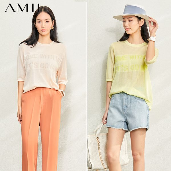 amii minimalism spring summer letter women knit shirt causal oneck short sleeves loose female shirt 12040120, White
amii minimalism spring summer letter women knit shirt causal oneck short sleeves loose female shirt 12040120, White