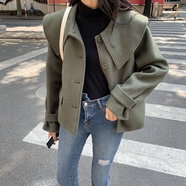 fashion short wool blend ladies coat loose solid pockets women's jacket single breasted patchwork korean womens fashion coat, Black
fashion short wool blend ladies coat loose solid pockets women's jacket single breasted patchwork korean womens fashion coat, Black