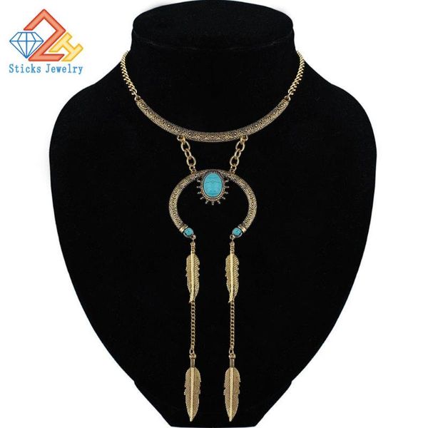 vintage bohemia style necklace for women naturally stone feather tassel statement choker necklace fashion jewelry, Silver
vintage bohemia style necklace for women naturally stone feather tassel statement choker necklace fashion jewelry, Silver