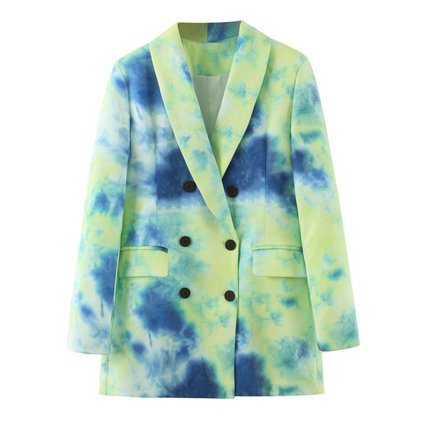 women's suits & blazers 2021 autumn long sleeve notched collar green tie-dye double breasted buttons slim blazer women coat k192, White;black
women's suits & blazers 2021 autumn long sleeve notched collar green tie-dye double breasted buttons slim blazer women coat k192, White;black
